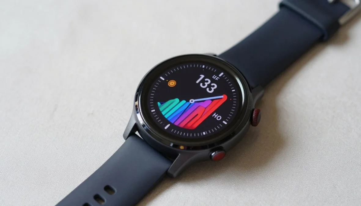 A bright screen fitness watch displaying sleep and heart rate data in an indoor room A bright screen fitness watch displaying sleep and heart rate data in an indoor room