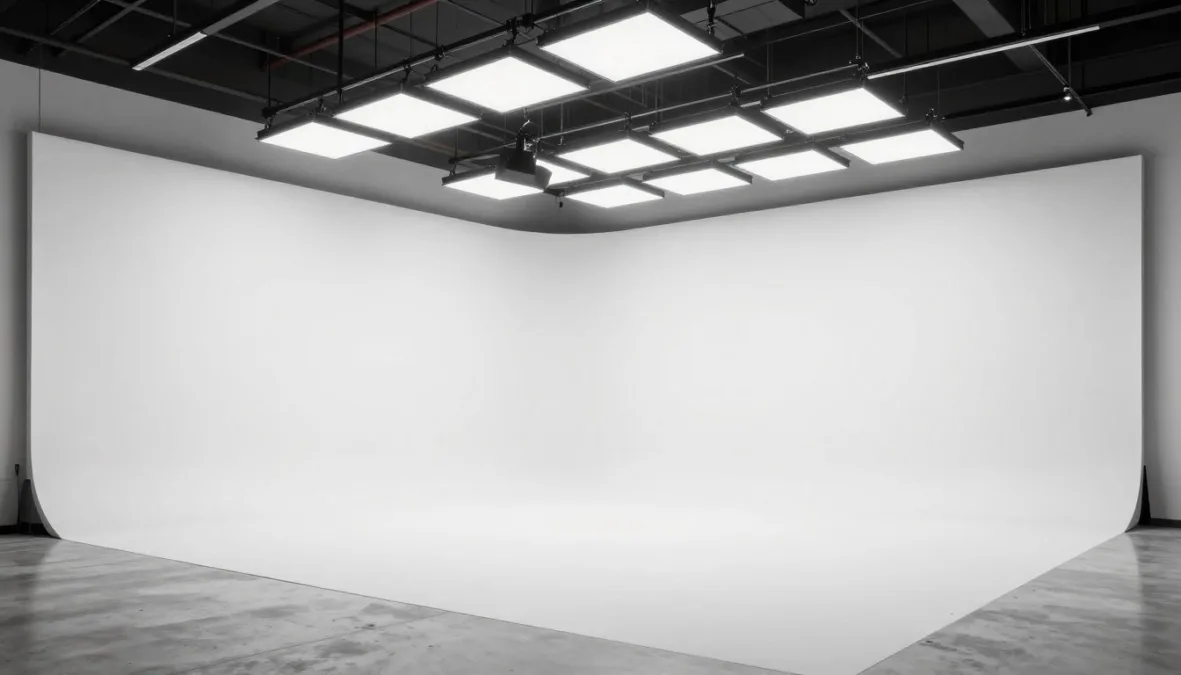 A bright white cyclorama infinity photography wall in a dance studio
