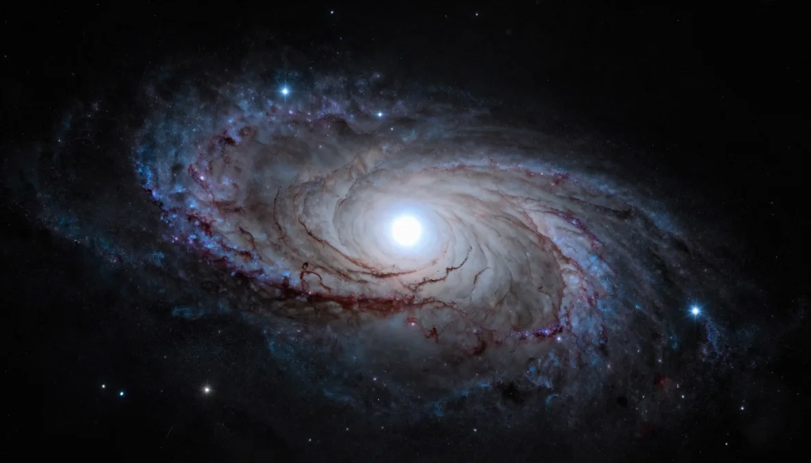 A distant Type Ia supernova flaring inside the spiral arm of an ancient host galaxy