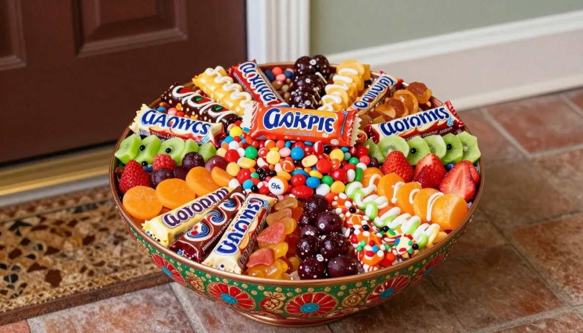 A well arranged bowl of assorted candies ready for trick or treaters A well arranged bowl of assorted candies ready for trick or treaters