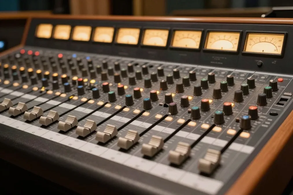 Acoustic audio equipment in a recording studio Acoustic audio equipment in a recording studio