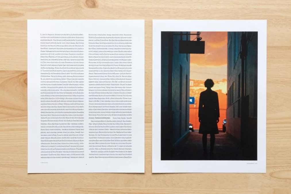 Comparison of fine printed text and glossy color output Comparison of fine printed text and glossy color output