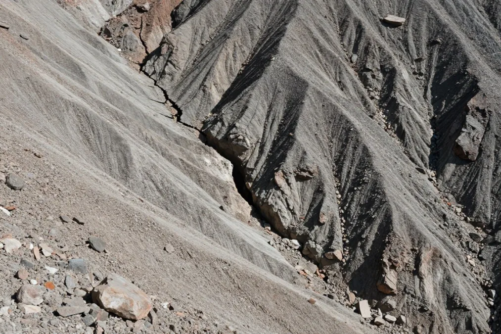 Cracked earth along a fault rupture