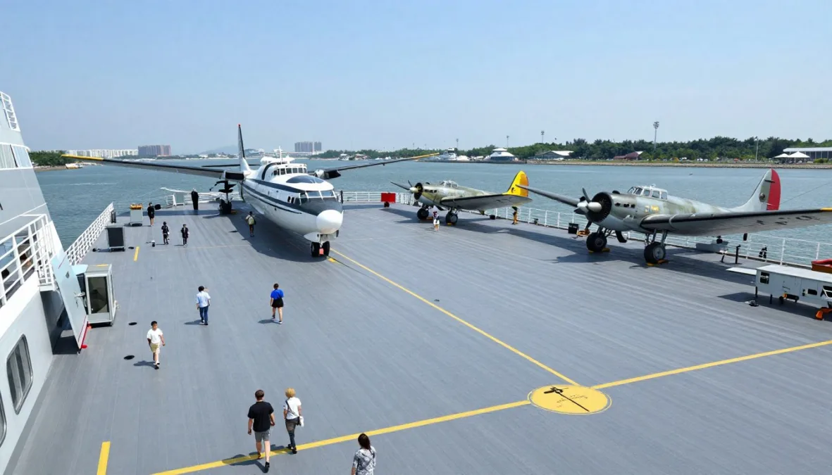 Historic aircraft on the flight deck of the USS Midway Historic aircraft on the flight deck of the USS Midway