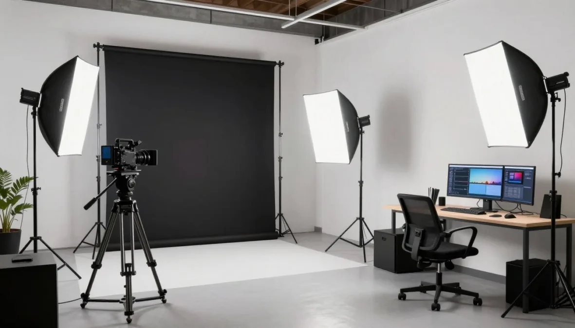 Modern digital video production studio setup in the United States