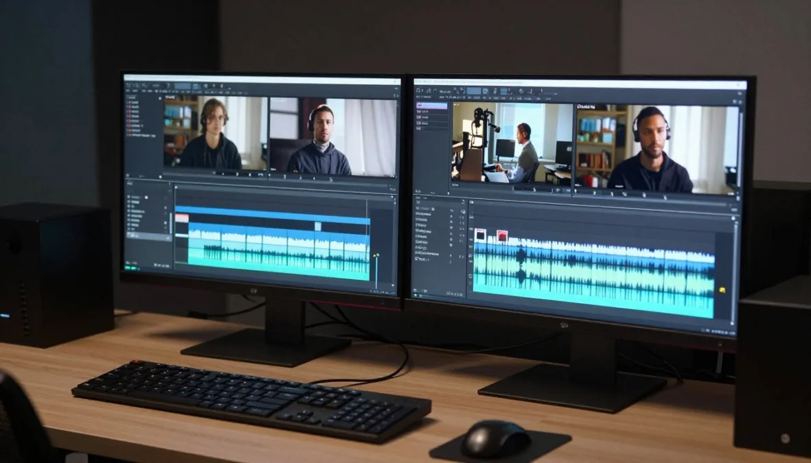 Professional video editing suite displaying timeline markers for top 10 music videos on youtube analysis