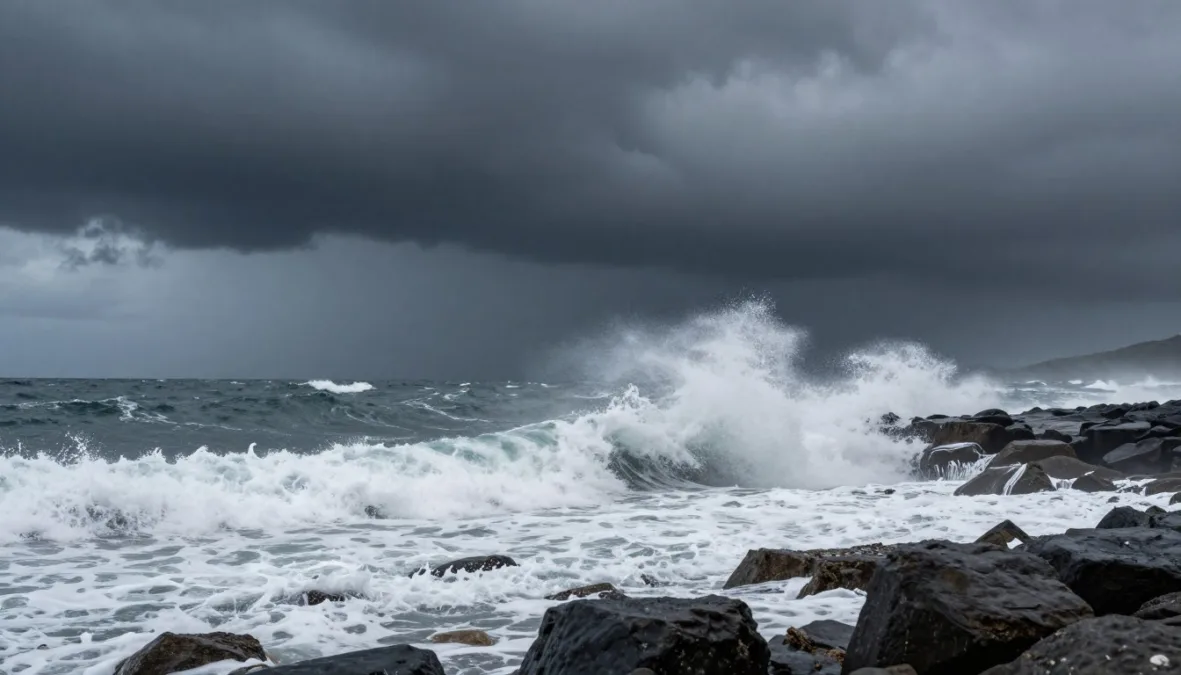 Rough ocean waves under dark storm clouds representing the top 10 hurricanes in US history