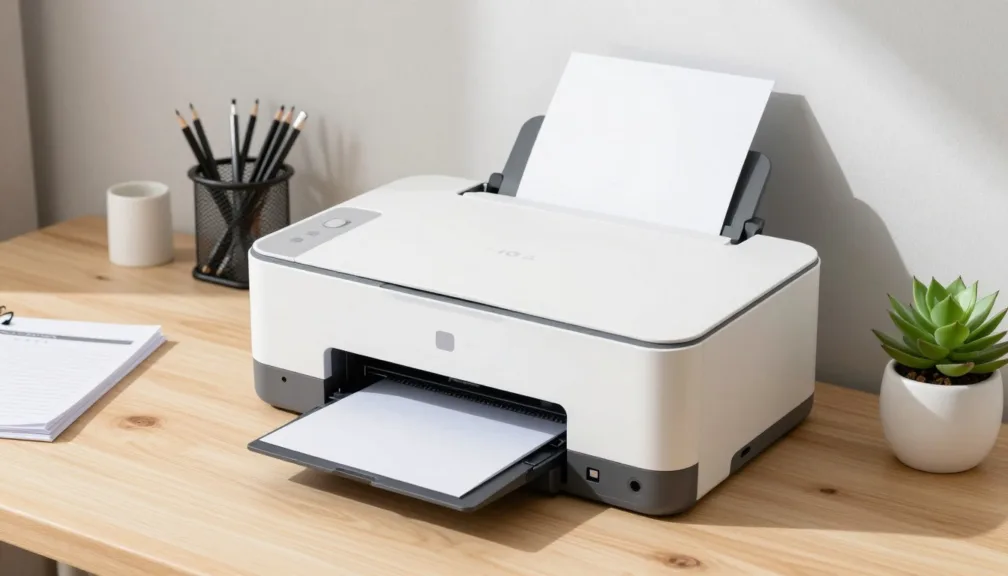 Top 10 printers for home 2026 on a clean wooden desk