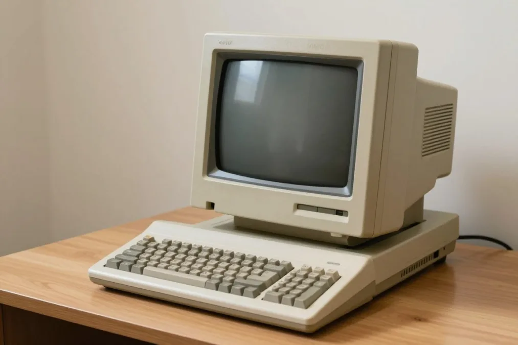 Vintage beige desktop computer terminal from the late nineteen seventies Vintage beige desktop computer terminal from the late nineteen seventies