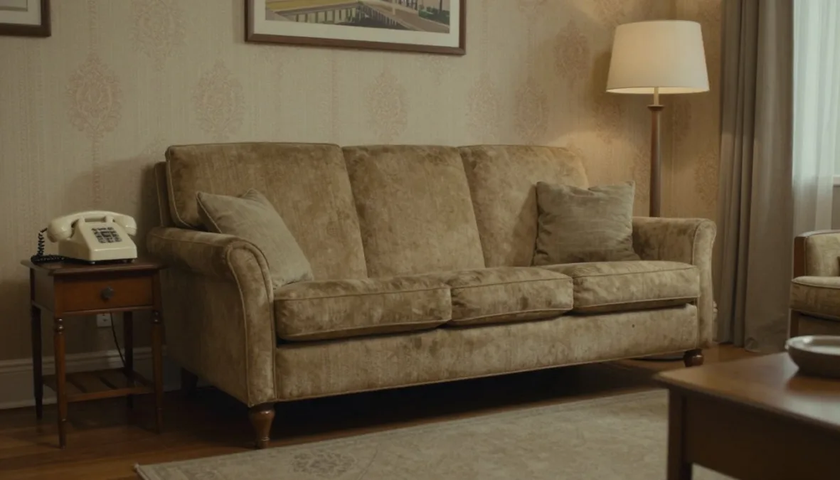 Vintage living room setting with a classic wingback armchair Vintage living room setting with a classic wingback armchair