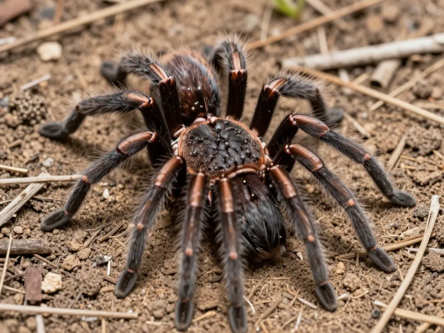 Wolf spider female carrying spiderlings on her back Wolf spider female carrying spiderlings on her back